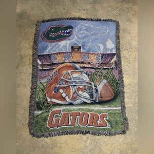 Vintage University of Florida Gators Football Crazy Throw Blanket/Tapestry